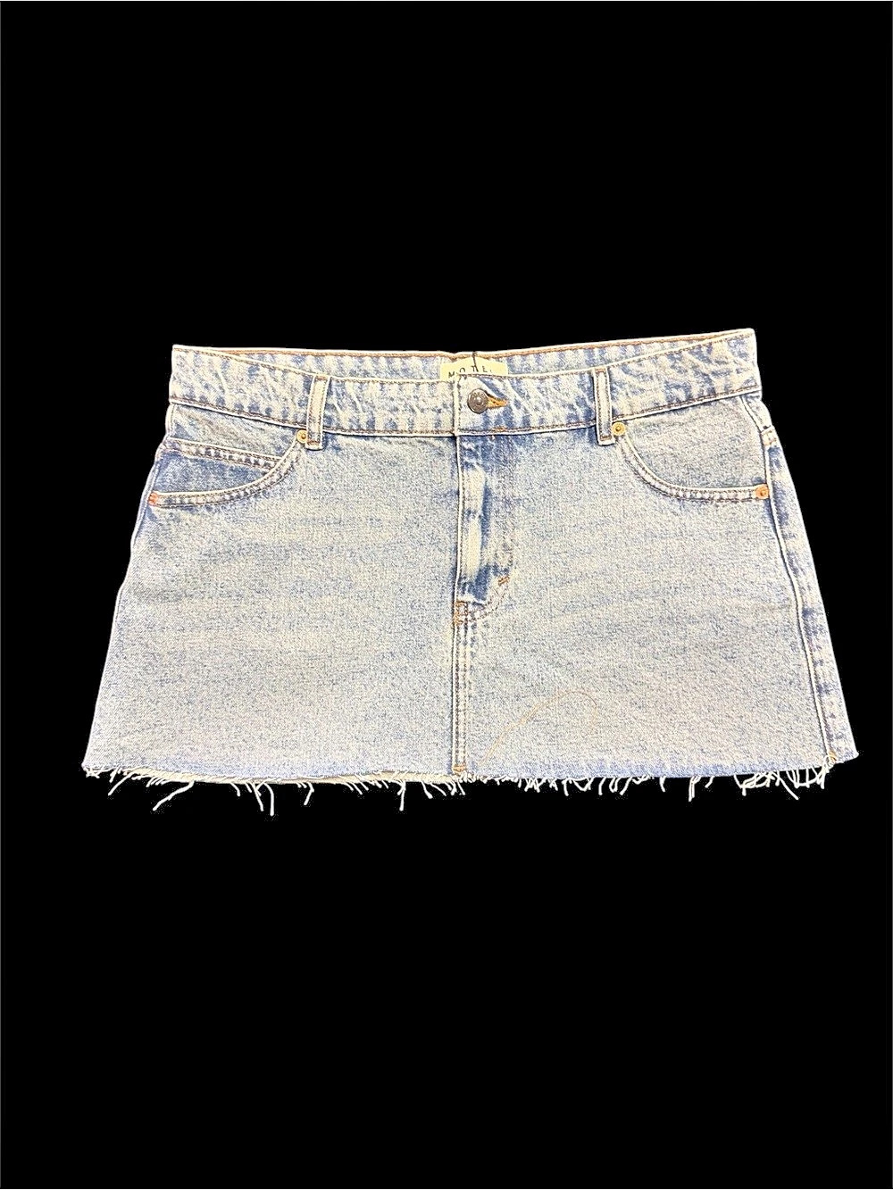 MOTEL Denim Raw Hem Mini Skirt Raw Hem Mini Skirt in Blue NWT
